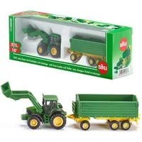 SIEPER Modelltraktor siku John Deere mit Frontlader und Anhänger 1:87