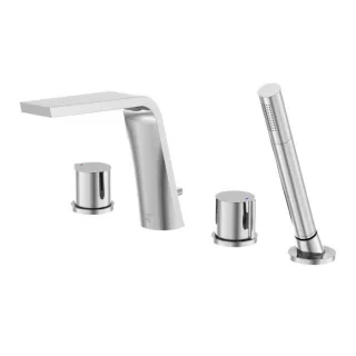 Steinberg Serie 260 Wannenarmatur 2602400 chrom, 4-Locharmatur mit ausziehbarer Handbrause