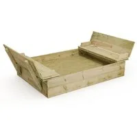 Wickey Sandkasten Flippey - Holzsandkasten mit Deckel & Bank - verschiedene Größen -, (Praktischer Klappdeckel schützt den Sand vor Verschmutzung & Tieren, Ideal für Sandspiele im eigenen Garten - Fördert Kreativität & Motorik), extrem witterungsbest