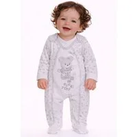 La Bortini Strampler Erstlingsset Baby Anzug Wickelbody mit Kratzschutz und Stramplerhose neutral, in weiß mit Sternchen, Bären, 44 50 56 62 68 74 80 86
