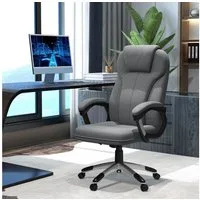 Vinsetto Bürostuhl ergonomisch Computerstuhl mit Wippfunktion (Drehstuhl, 1 St), Leinenoptik Grau 66 x 75 x 110–120 cm