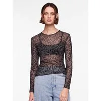 pieces Langarmshirt PCNINNI LS MESH TOP NOOS BC Materialmix, regular fit