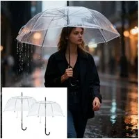 shop'n smile ideoon Stockregenschirm Transparenter Regenschirm mit Automatik, 85 cm Durchmesser, Transparenter Glockenschirm für Damen & Herren