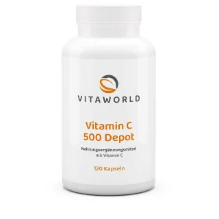 Vitaworld Vitamin C 500 Depot | 120 Kapseln | mit Langzeitwirkung | hochdosiert | vegan