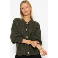 SASSYCLASSY Cardigan Oversize Strickjacke Damen mit Zopfmuster Elegant Lässiger Cardigan aus hochwertigem Strickmaterialien Made in Italy