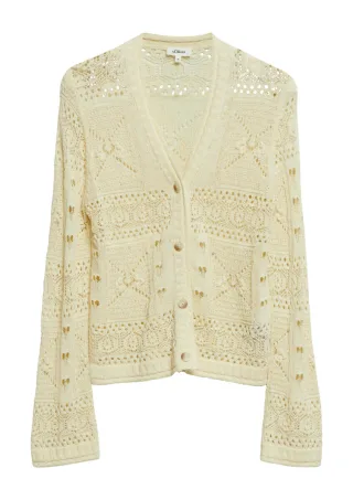 s.Oliver Red Label - Ajour-Strickjacke beige - Gr. - 44