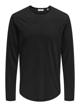 ONLY&SONS - ONSBENNE LONGY LS TEE VD black - Gr. - XXL