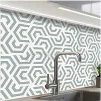 KitchenYeah Küchenrückwand Muster selbstklebend (keine Folie) Design - Linie - Muster - Grün, (1-tlg), Spritzschutz, Küche, Rückwand, Küchenwand, Küchenfront, 30x20 cm