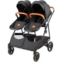Babytrold Geschwisterwagen Sibbi Duo Night Geschwisterwagen mit drehbaren Sitzen & Eco-Leder, Zwillingswagen, Duo-Kinderwagen, 5-Punkt-Gurt, Aluminiumrahmen
