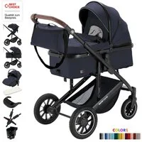 Daliya® Kombi-Kinderwagen FLEXI-PRO M 3in1 Kinderwagen & Buggy, Reisekinderwagen, XXL Set, (XXL-Set mit i-Size Babyschale, 13-tlg), Einhändig abnehmbare Wanne, i-Size Babyschale, Alu-Rahmen, Gummireifen