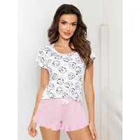 Donna Shorty Schlafanzug kurz mit charmanten Animal-Druck (2 tlg) Alloverdruck, reine Baumwolle