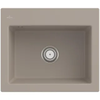 Villeroy und Boch Subway 60 S Einbauspüle 330901AM mit Ablaufgarnitur und Handbetätigung, 600 x 510 mm, Almond