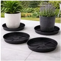 Koopman Blumentopfuntersetzer Untersetzer Topfuntersetzer Ø29cm Kunststoff Schwarz 4er Set, Set, 4-tlg., Kunststoff, In- & Outdoor, 4 Stück, 4 cm hoch
