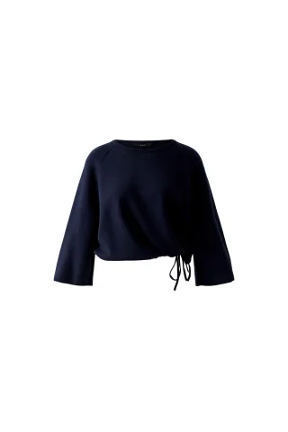 Oui - Wendepullover uni und gestreift darkblue - Gr. - 42