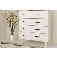 HOMAVO Kommode DG3 mit 8 Schubladen– modernes Design mit Füßen-75x40x87 cm, FSC®, viel Stauraum, pflegeleicht-für Wohnzimmer Schlafzimmer