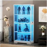 ANYSUN Hochschrank Vitrinen mit Intelligente Sensorik und 4-Lagen und LED Beleuchtung (Set, 1er Set) Glasvitrine mit Stauraum, LED-Beleuchtung und intelligenten Sensoren