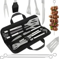 Kaminer Grillbesteck-Set Grillset BBQ Besteck Set Grillutensilien, (Grillbesteck-Set, 9 tlg., 9-teiliges Grillbesteck, inklusive Koffer), inklusive Koffer
