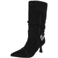 Ital-Design Elegante Stiefel mit spitzer Zehenform und modischen Details Stiefel (90515023) Pfennig-/Stilettoabsatz Stiefel in Schwarz
