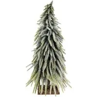 I.GE.A. Dekobaum Weihnachtsdeko, Weihnachtsbaum (1 St), Künstlicher mini Tannenbaum geeist auf Holzsockel 32 cm