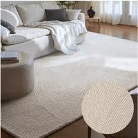 HANSE Home Wollteppich Calmio, auch als Läufer und in rund, rechteckig, Höhe: 18 mm, Handgetuftet, Wolle, Natur, Wohnzimmer, Schlafzimmer, Skandi, Hygge