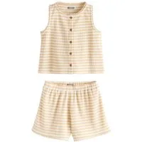 Next Top & Shorts Set mit Weste und Shorts mit Waffelstruktur (2-tlg)