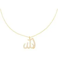 Stella-Jewellery Collier 585er Gelbgold Collierkette mit allah (arabisch), Collierkette mit Zirkonia