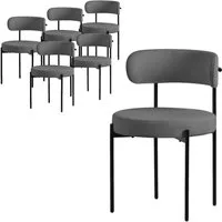 ML-DESIGN Polsterstuhl Esszimmerstühle Gruppe Küchenstuhl aus Teddystoff mit Metallbeinen (6 St), Clubstuhl 6er Set Wohnzimmerstuhl Grau moderne Design Lounge Stuhl
