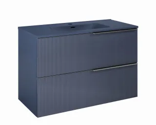 Cosmic Wish Unterschrank 2 Schubladen mit Keramik-Waschbecken , Blau Matt, WJC780M4100126 WJC780M4100126