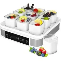 TLGREEN Joghurtbereiter, Joghurtmaschine mit Temperatur- und Timer, Digitale Joghurtmaschine, Yogurt Maker, mit 9 Gläsern, BPA-frei, 40 W