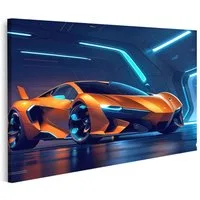 islandburner Leinwandbild Futuristischer Sportwagen Neonlicht Bilder