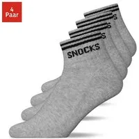 SNOCKS Sneakersocken kurze Socken für Herren & Damen mit Logo (4-Paar) mit Rippbund, verstärkte Sohle, halbhoch, aus Bio-Baumwolle
