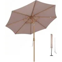 Sekey Sonnenschirm 300 x 300 cm Sonnenschirm Holzoptik Gartenschirm Knickbar, UPF 50+, LxB: 300x300 cm, Doppeltes Seilzugsystem, Neigungsverstellung, für Garten