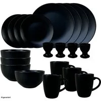 NTK-Collection Frühstücks-Geschirrset Geschirrset 20-teilig Schwarz Antonia (20-tlg), 4 Personen, Keramik, Tafelservice Frühstücksset