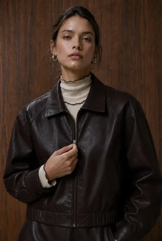 Jane Lushka - Pola eco leather bomber jacket dark brown - Gr. - M
