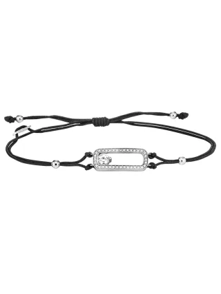 Julie Julsen Armband 925 Silber rhodiniert Textilband Zirkonia weiß