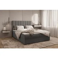 MOEBLO Boxbett Bett 01 (Bonell, Topper, Doppelbett gepolstertes Kopfteil mit Bettkasten Boxbett - 140x200 cm, aus Samt, Polsterbett Kontinentalbett, dekorativem Kopfteil), (BxHxT):143/163/183x113x214 cm