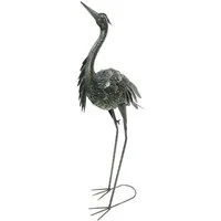 Dekoleidenschaft Gartenfigur "Reiher" Dekofigur aus Metall 90 cm hoch schwarz grün gold Fischreiher, Gartendekofigur, Vogelschreck, Gartendeko für Draußen