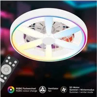 Briloner Leuchten Deckenleuchte LED Deckenventilator mit Licht Sommer/Winter Leiser Motor Dimmbar, LED fest integriert, CCT Farbtemperatursteuerung - Warm-/Neutral-/Kaltweiß, 48 x 15 cm (DxH), Schlafzimmer, Wohnzimmer, Esszimmer, Flur, Küche