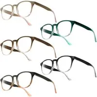 UrbanSky Lesebrille Gil, 5er-Pack - runde Kunststoffbrillen mit Farbverlauf und Federscharnier