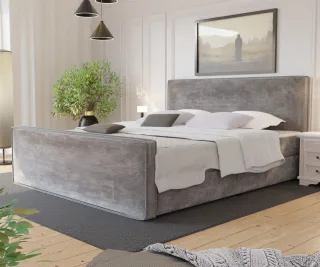 OUTLET Boxspringbett Schlafzimmerbett CELES 200x220cm Stoff Monolith Silbergrau