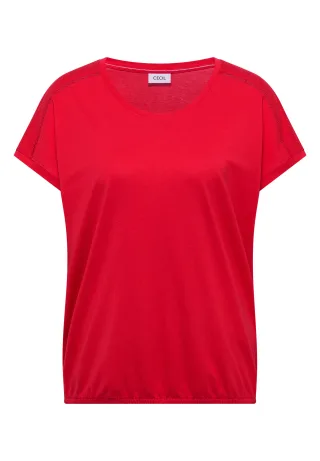 CECIL - T-Shirt mit V-Neck und Spitzendetail glazed apple red - Gr. - M