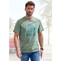 John Devin T-Shirt Rundhalsshirt mit Surf -Aufdruck aus reiner Baumwolle