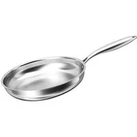 Cheffinger Bratpfanne Edelstahlpfanne geeignet für alle Herdarten mit ergonomischem Griff, Edelstahl (1-tlg), Induktionsgeeignet, ergonomischer Griff, Silber