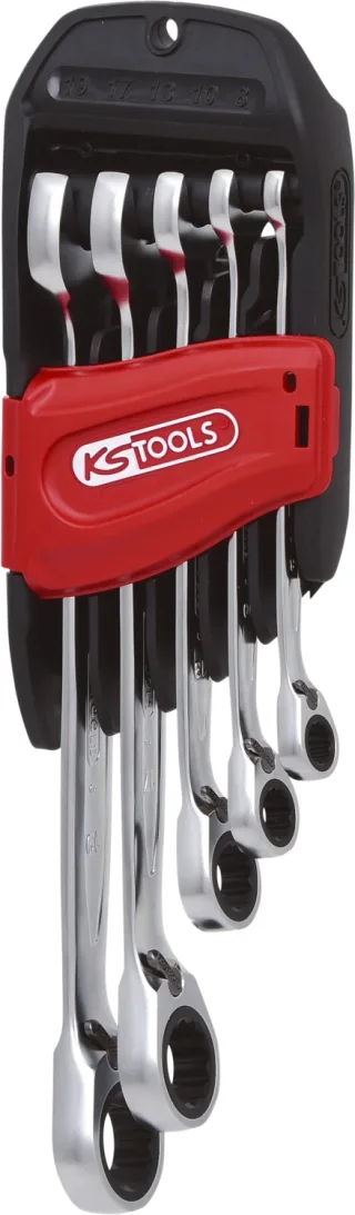 KS Tools GEARplus Ratschenringmaulschlüssel-Satz, umschaltbar, 5-tlg 8-19mm - 503.4605