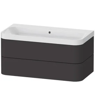 Duravit Happy D.2 Plus c-shaped Set wandhängend Graphit Supermatt 975x490x480 mm - HP4348N8080 HP4348N8080