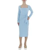 Ital-Design Wickelkleid Damen Elegant Pencil (86365202) Drapiert Stretch Maxikleid in Hellblau