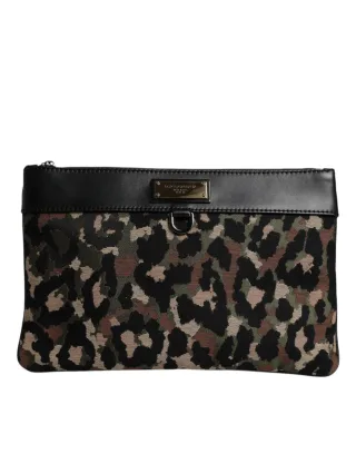 Mehrfarbige Leopard-Jacquard-Druck-Logo-Plakette Tasche