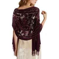 Zaewry Modeschal Spitzen-Schals und Wickeltücher für Damen,Mit Fransen,mit Blumen, Festliche Stola für Abendkleid oder Brautkleid Hochzeit Scarf