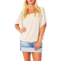 malito more than fashion Chiffonbluse malito Damen Bluse im Fledermaus Look, Tunika mit Rundhals und breite mit breitem Bund Einheitsgröße