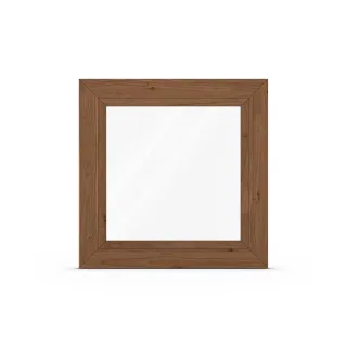 Kunststofffenster Nussbaum, aluplast IDEAL® 4000, Dekorfarbe Nussbaum, 510x510 mm, festverglast, individuell konfigurieren